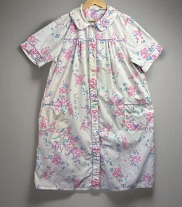 Abito casa vintage anni 80 perla snap bianco rosa floreale grandi tasche tg 40 retrò - Foto 1 di 19