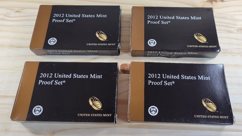 Lot of 4 - 2012 S US Mint Proof Set Original Box w/ COA - 14 Coin Set Cover