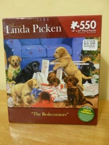 The Art of Linda Picken 550 Piece Puzzle "The Redecorators Labrador Karmin Int'l - Picture 1 of 3