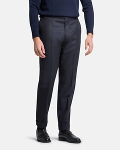 Cavour Mod 2 Flat Front British Flannel Trousers – Navy, Size 48 - Picture 1 of 5