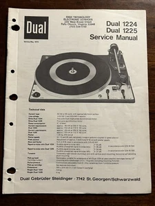 Tocadiscos dual 1224 1225 Reproductor de discos Manual de servicio Original OEM Genuino - Imagen 1 de 4
