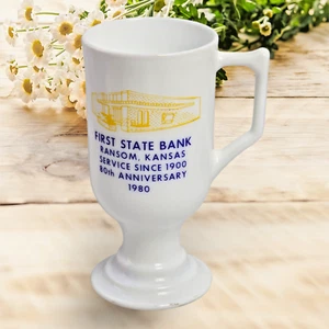 Vintage Milchglas Becher First State Bank Ransom Kansas 1980 6" - Bild 1 von 6