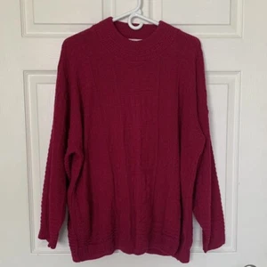 Classic Essentials Plus 22W/42 Fuchsia Pink Knit Acrylic Sweater USA Vintage - Picture 1 of 8