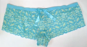 Avenue Body WM 30/32 Cheekster Panty NWT Blue Lace Floral Print Bow Ribbon - Picture 1 of 5