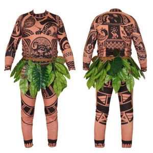 Mens Moana Maui Costume Cartoon Role Play Carnival Fancy Dress Cosplay Outfit - Picture 1 of 10