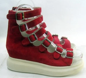 Jefferey Campbel RED SUEDE OPEN TOE STRAPS Sandals WOMEN Size 7/7.5 - Picture 1 of 8