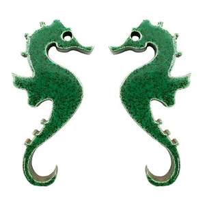 Porcelain Swimming Pool Glitter Sea Horse Step Marker Mosaic 3.5" x 2" - Green. - Picture 1 of 3