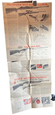 1970 Ruger Foldout Poster Factory Catalog 38"x16" Handguns 1 Side Longguns Other - Image 1 of 4