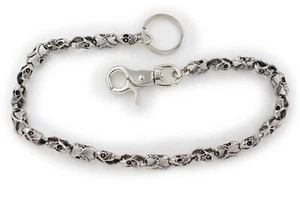 Men Silver Wallet Chain Metal Keychain Jeans Money Holder Skeleton Skull Gothic - Picture 1 of 18