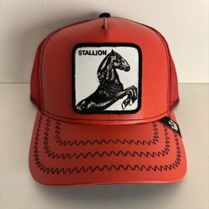 Goorin Bros Trucker “Cherry Mustang” Stallion Dark Horse Red Leather - Picture 1 of 4