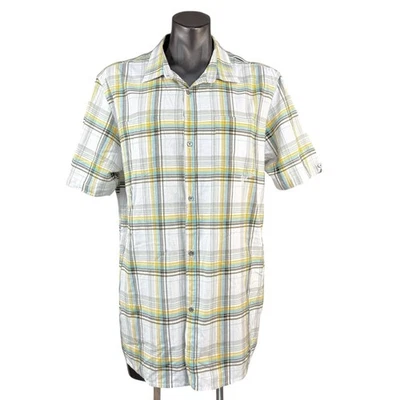 Billabong Checked Shirt Men’s Size XXL Yellow/Green/Black on White Summer Casual - image 1 of 4