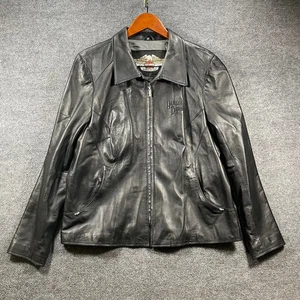 Harley Davidson DAZZLE Leather Jacket RARE Women's 1W Rhinestone Biker Zip - Picture 1 of 14