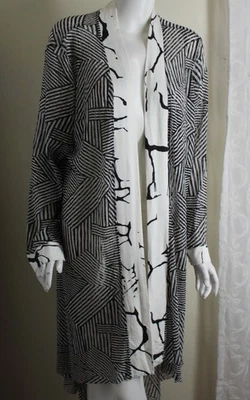 Casaco novo com etiquetas Art of Cloth tamanho 2X 1X preto branco MOD Zig-Zag Dazzler jaqueta fluindo - Imagem 1 de 4