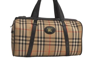 Authentic Burberrys Nova Check Canvas Leather Hand Boston Bag Beige 7071M - Bild 1 von 10