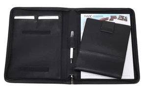 Schreibmappe A4 Felex Modena schwarz fÃ¼r Alltag und BÃ¼ro aus echtem Leder Deko - Bild 1 von 3