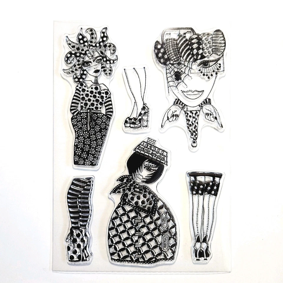 MEDIOS MIXTOS MUJERES Ranger Dylusions Estampillas Transparentes Collage Cara Personas Piernas um629 Foto 1 de 2