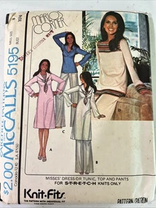 1970s McCall's Pattern #5195 Marlo’s CornerMisses Dress Tunic Top & Pants Size 8 - Picture 1 of 3