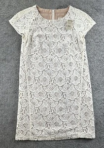 Ann Taylor Loft weiß Häkel ärmellos Mini Blume Brautkleid Kirche 0P Neu mit Etikett - Bild 1 von 13