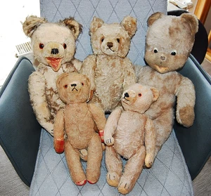 Bundle of 5 vintage teddy teddies teddy bears soft toys Steiff etc up to 46cm - Picture 1 of 7