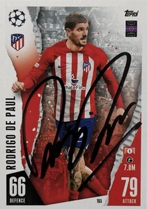 RODRIGO DE PAUL HAND SIGNED ATLETICO MADRID MATCH ATTAX CARD - Picture 1 of 1