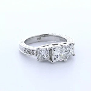 Verlobungsring Vintage 14K Weißgold 2,25 ct Princess Lab-Grown Diamant H VS2 - Bild 1 von 15