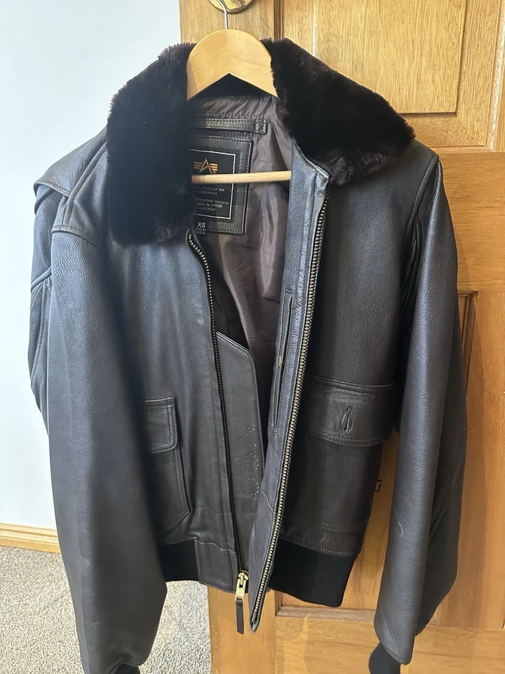 Chaqueta de vuelo de aviador G-1 marrón oscuro chaqueta de bombardero de cuero de vaca real Foto 1 de 2