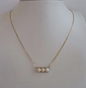 BAR W/ 3 PEARLS NECKLACE PENDANT W/ .50 CT ACCENTS/ 925 STERLING SILVER - Picture 1 of 1