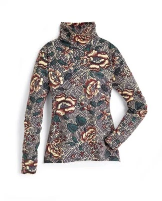 Новый с Ярлыками Peruvian Connection Calico роза водолазка размер маленький джинсовой ткани синий T-образным вырезом - Изображение 1 из 4