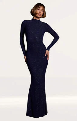 Oh Polly Womens Navy Sequin Maxi Dress High Neck RRP £100 - Image 1 of 4
