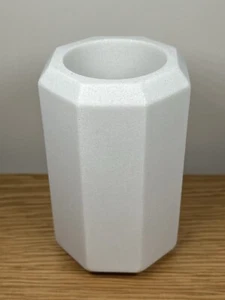 Impressive Solid Heavy White Granite 5 inch Octagonal Pillar Candle Holder - Picture 1 of 7