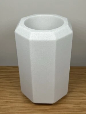 Impressive Solid Heavy White Granite 5 inch Octagonal Pillar Candle Holder - Image 1 of 4