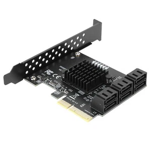 6 Port PCI-E Expansion Card Adapter PCI-E x4x8x16 6G 3.0 For ASMedia ASM1166 - Picture 1 of 12
