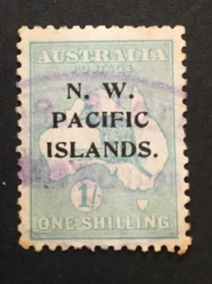 N. W. Pacific Islands Used 1915-16 Water Mark 1 one shilling green Fine used - Imagem 1 de 3