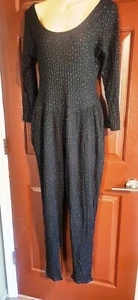 Women's Vintage Black Disco Sparkle Knit Jumpsuit Size Medium - Picture 1 of 4