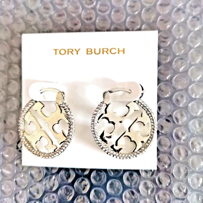Pendientes Tory Burch redondez plata con incrustaciones de circón Foto 1 de 2