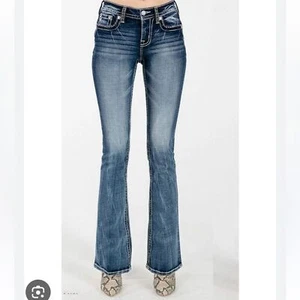 Miss Me Jeans JW5307B11 Boot Cut br Bedazzled Denim Size 27 - Picture 1 of 12
