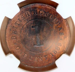 1889 British Honduras 1 Cent NGC MS62 RB - Picture 1 of 3