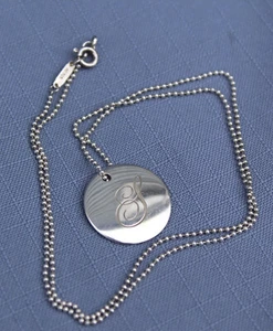 Tiffany Letter S Alphabet Initial Disc Notes Pendant Bead Chain Necklace - Picture 1 of 6