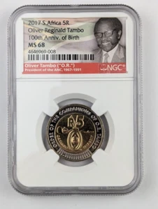 2017 South Africa 5 Rand-  NGC MS68 - Oliver Reginald Tambo - Picture 1 of 4