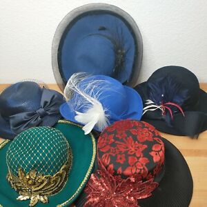 Women's Vintage Lot (6) HATS-Church Dressy Beanie Nets Wool Bling Mixed 