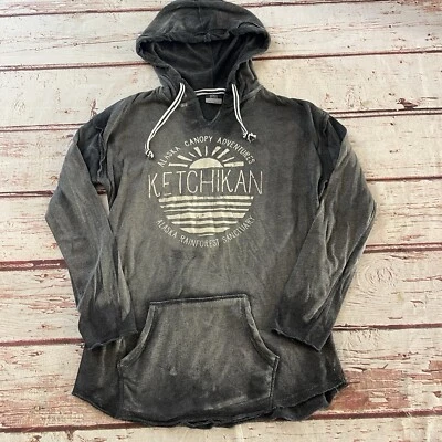 Suéter feminino Alaska Ketchikan tamanho grande cinza com capuz MV Sports - Imagem 1 de 4