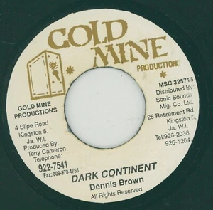 " DARK CONTINENT." dennis brown. GOLD MINE PRODUCTION 7in 1993. - Picture 1 of 2
