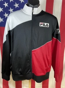 FILA Sport Vintage Jacket ITALIA Colorblock Red Black White Zip Mens Large - Picture 1 of 3