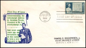 Scott 978 3 Cents Gettysburg Sanders FDC Typed Address Planty 978-15 - Picture 1 of 2