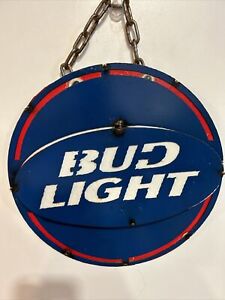 Bud Light Round Hanging Handmade Steel Metal Welded Art Sign 12”