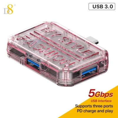 D8 Type C Male to USB 3.0 + USB C Female Hub Adapter Data Connector Converder - Image 1 of 4