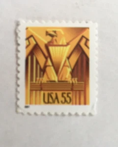 Single 55c Unused US Postage Stamps Scott #3471 Art Deo Gold Eagle - Picture 1 of 1