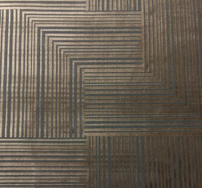 DONGHIA JACKSON GILL GREY STRIPE GEO VELVET FURNITURE FABRIC BY THE YARD 48"W - Image 1 of 4