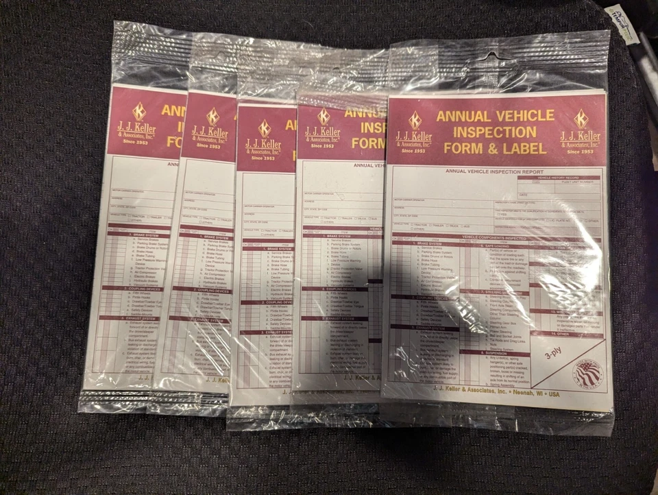 JJ Keller 471 9MP Annual Vehicle Inspection Report 3-Ply w/ Carbon & Label 5 Lot - Image 1 of 1