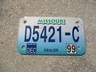 Missouri 1999 motorcycle Dealer  license plate # D5421 - C